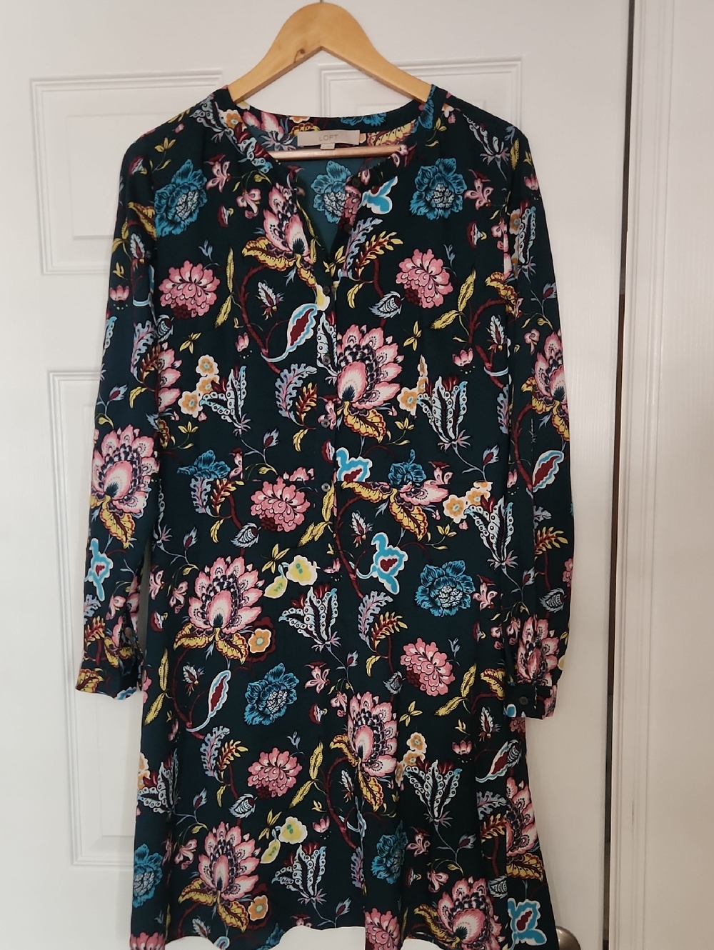 LOFT Floral A-Line Long Sleeve Dress Size 10